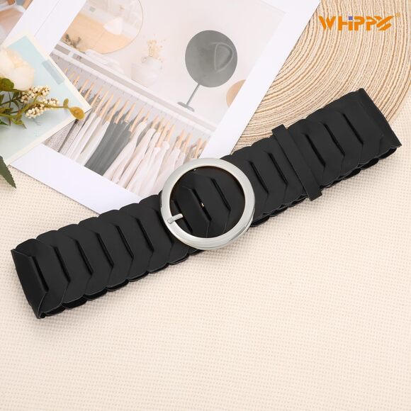 Wide Belts For Women With Fashion Round Silver Buckle Vintage Ladies Braided😊 - Picture 7 of 7